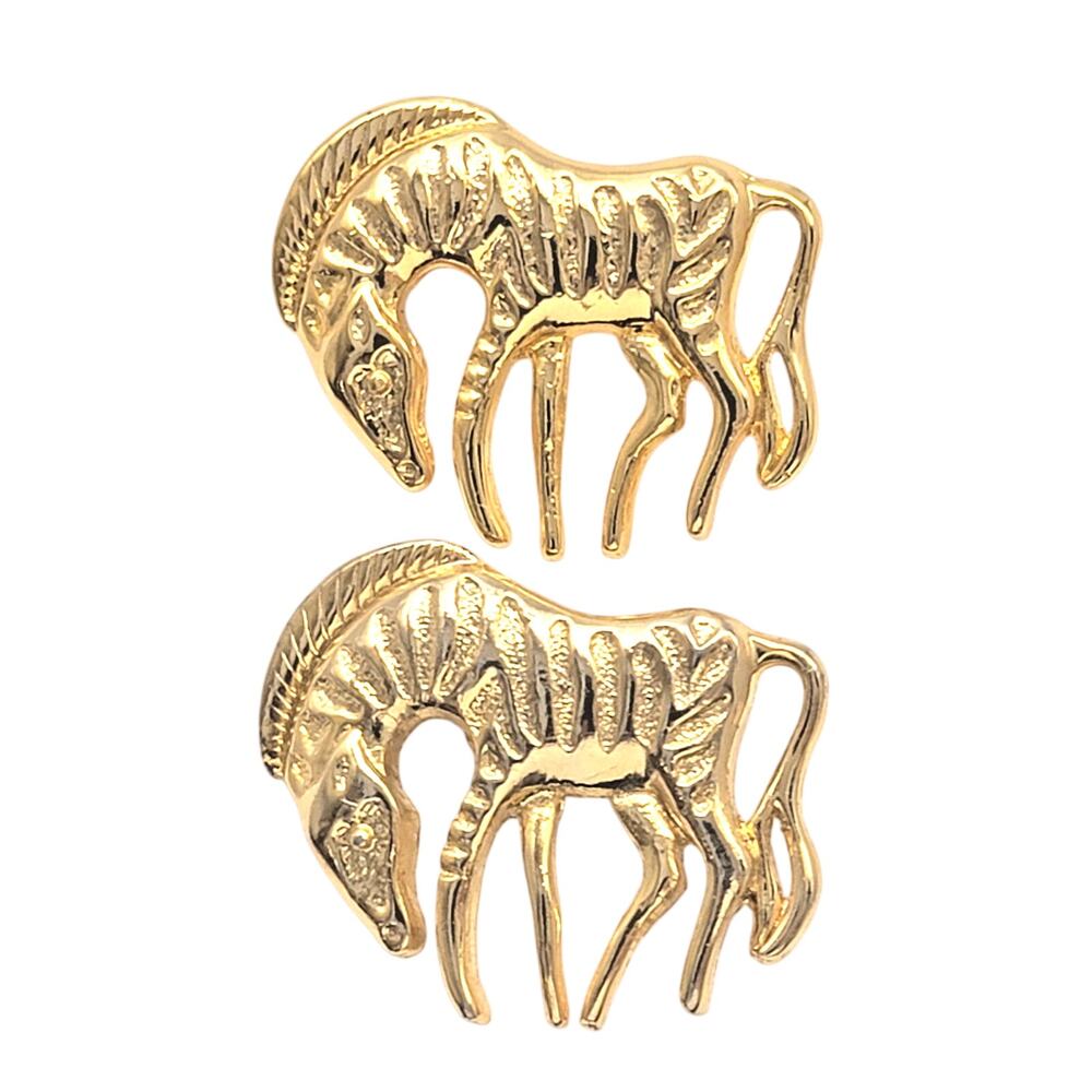 Vintage Zebra Safari Animal Gold Tone Brooch Pin Lot 2 Wildlife Fashion Jewelry